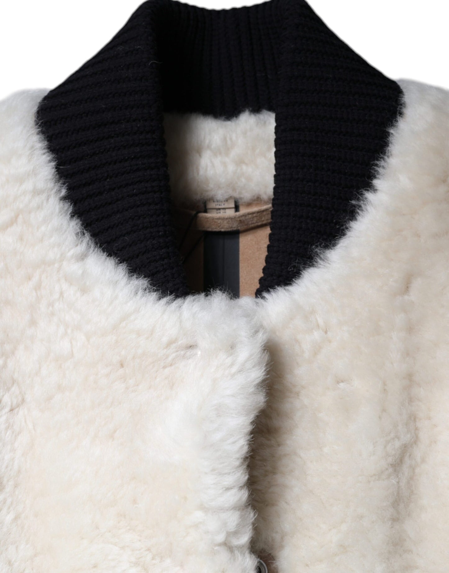 Weiße WARRENFORD Shearling Lederweste Manteljacke