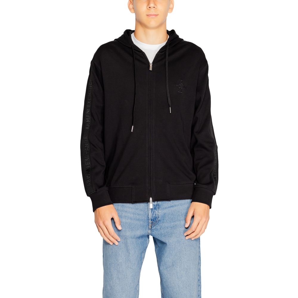 Schwarzer Kapuzenpullover aus Baumwolle