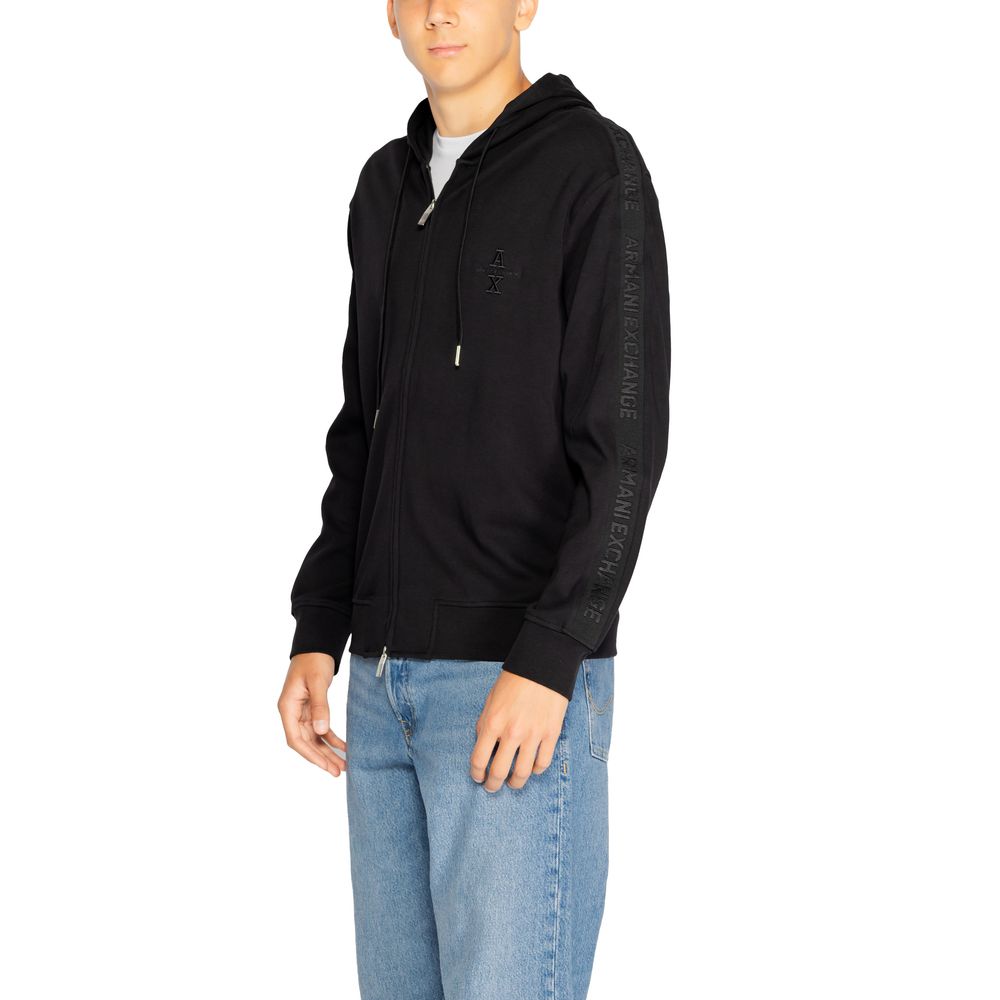 Schwarzer Kapuzenpullover aus Baumwolle