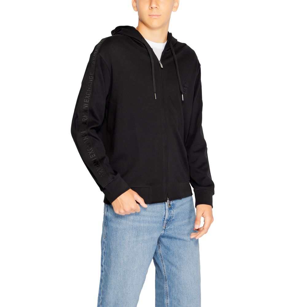 Schwarzer Kapuzenpullover aus Baumwolle