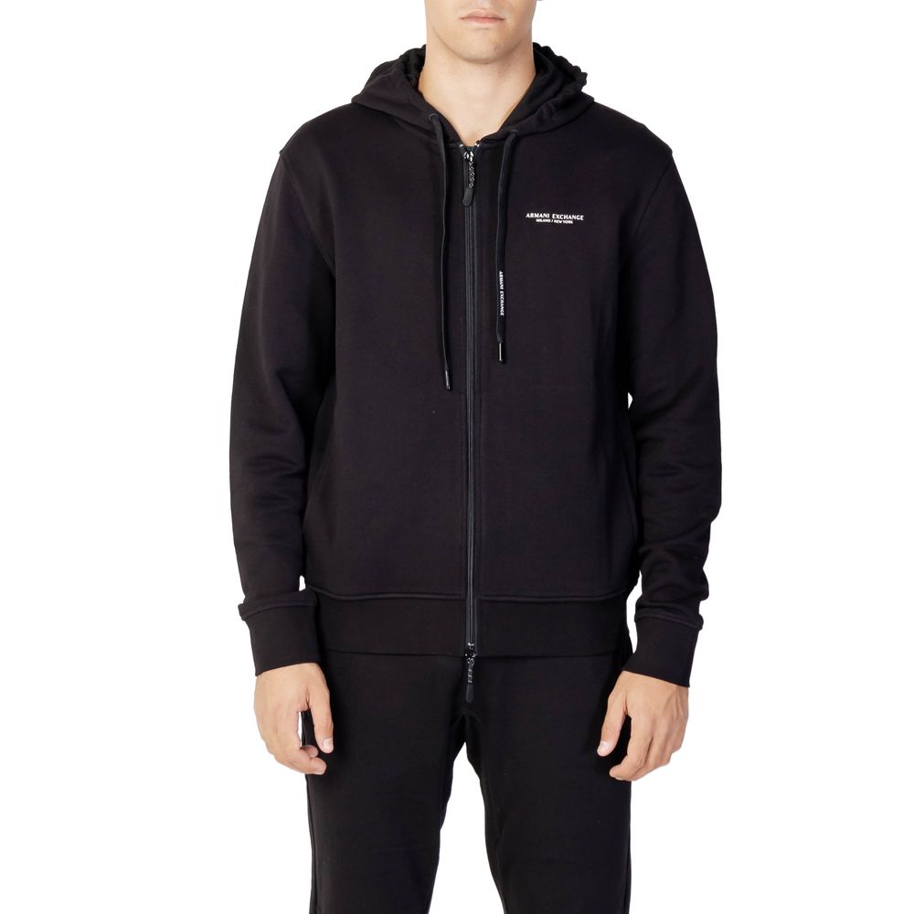 Schwarzer Kapuzenpullover aus Baumwolle