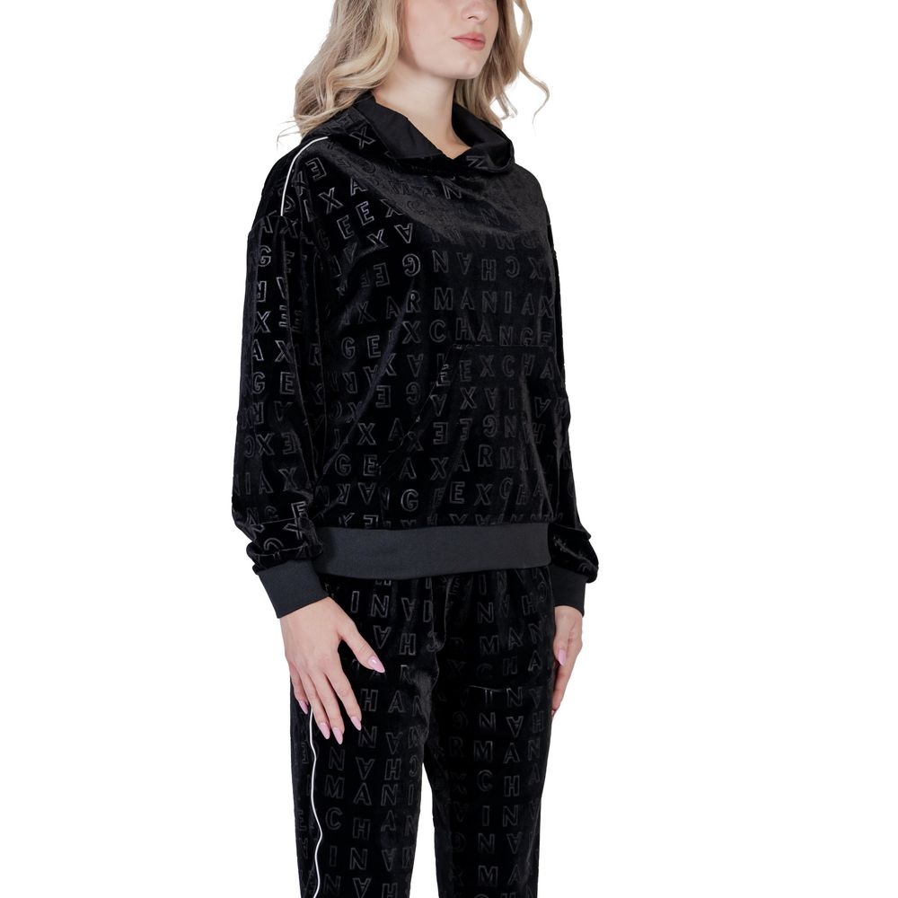 Schwarzer Polyester-Kapuzenpullover