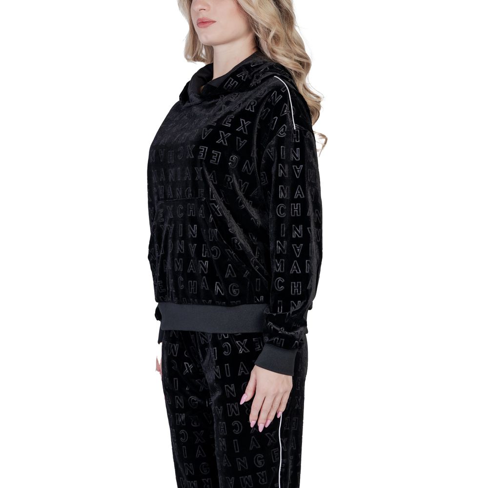 Schwarzer Polyester-Kapuzenpullover