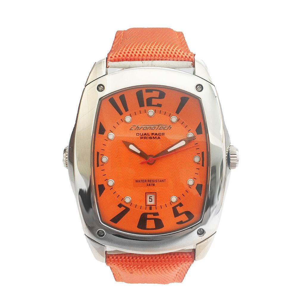Orangefarbene Lederuhr