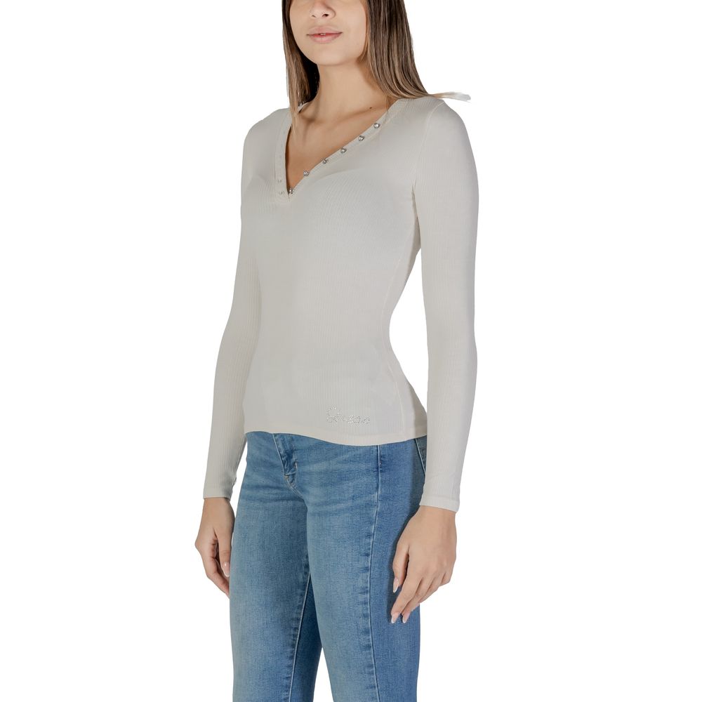 Cremefarbenes Langarmshirt aus Viskose