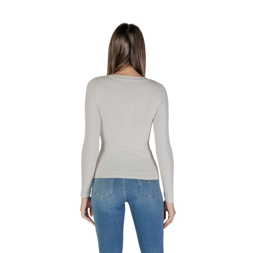 Cremefarbenes Langarmshirt aus Viskose