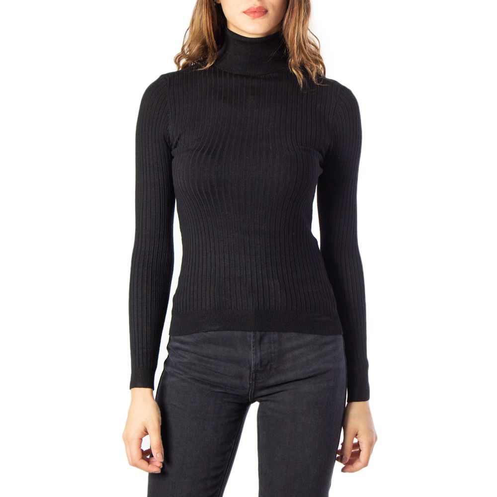 Schwarzer Rollkragenpullover aus Viskose