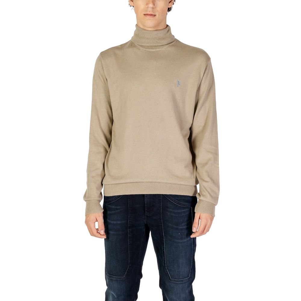Beigefarbener Rollkragenpullover aus Baumwolle