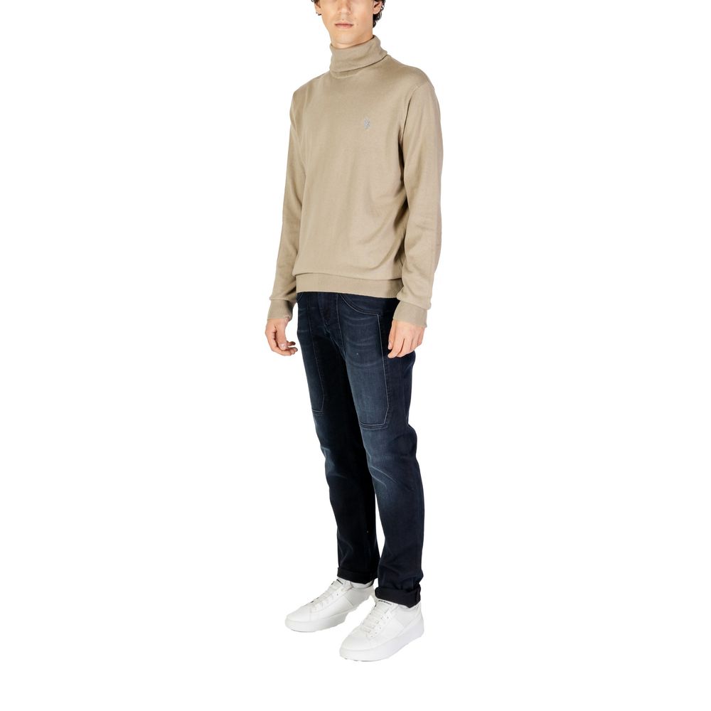 Beigefarbener Rollkragenpullover aus Baumwolle