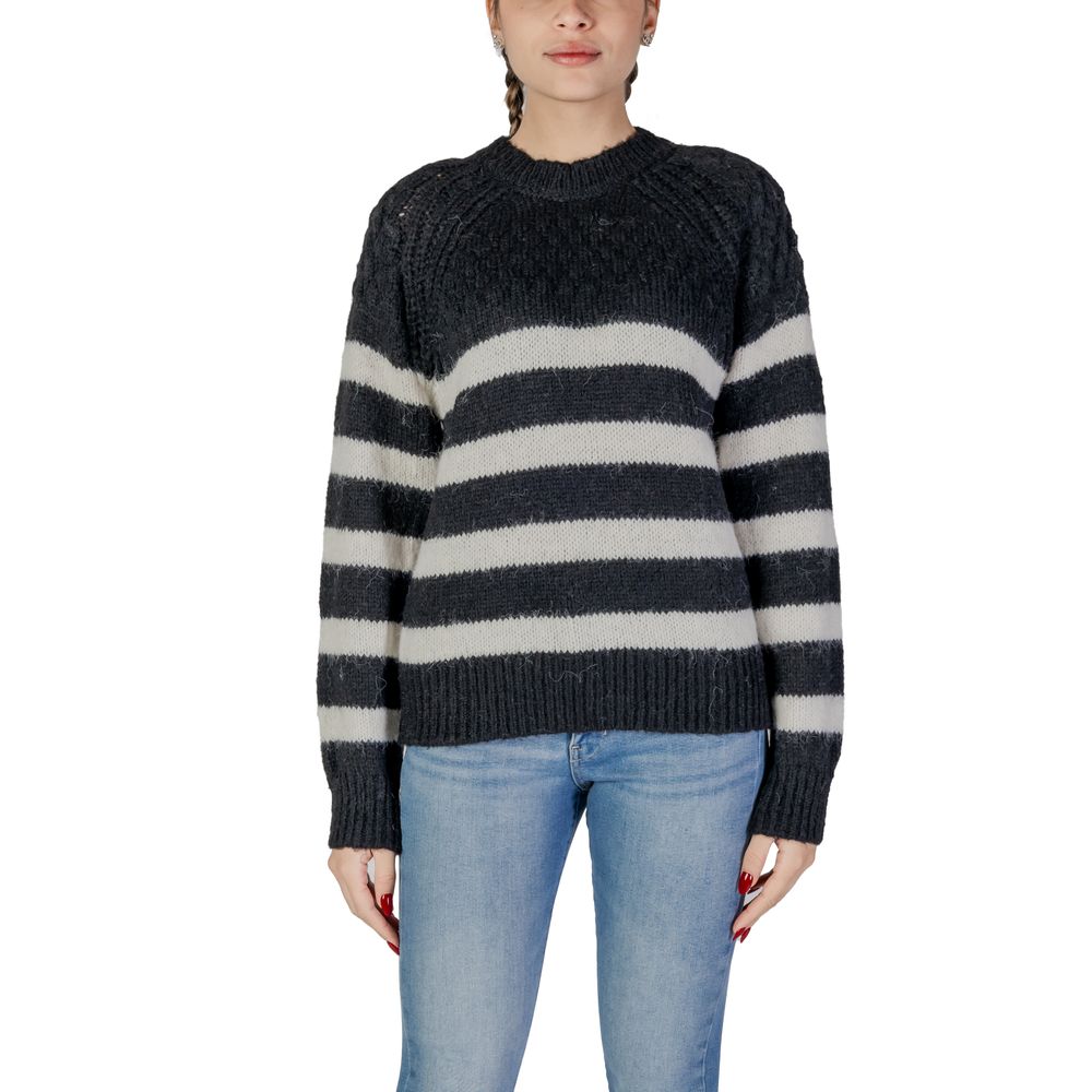 Schwarz-weißer Pullover aus recyceltem Polyester