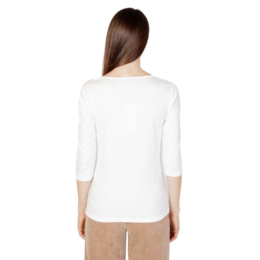 Cremefarbenes Langarmshirt aus Baumwolle