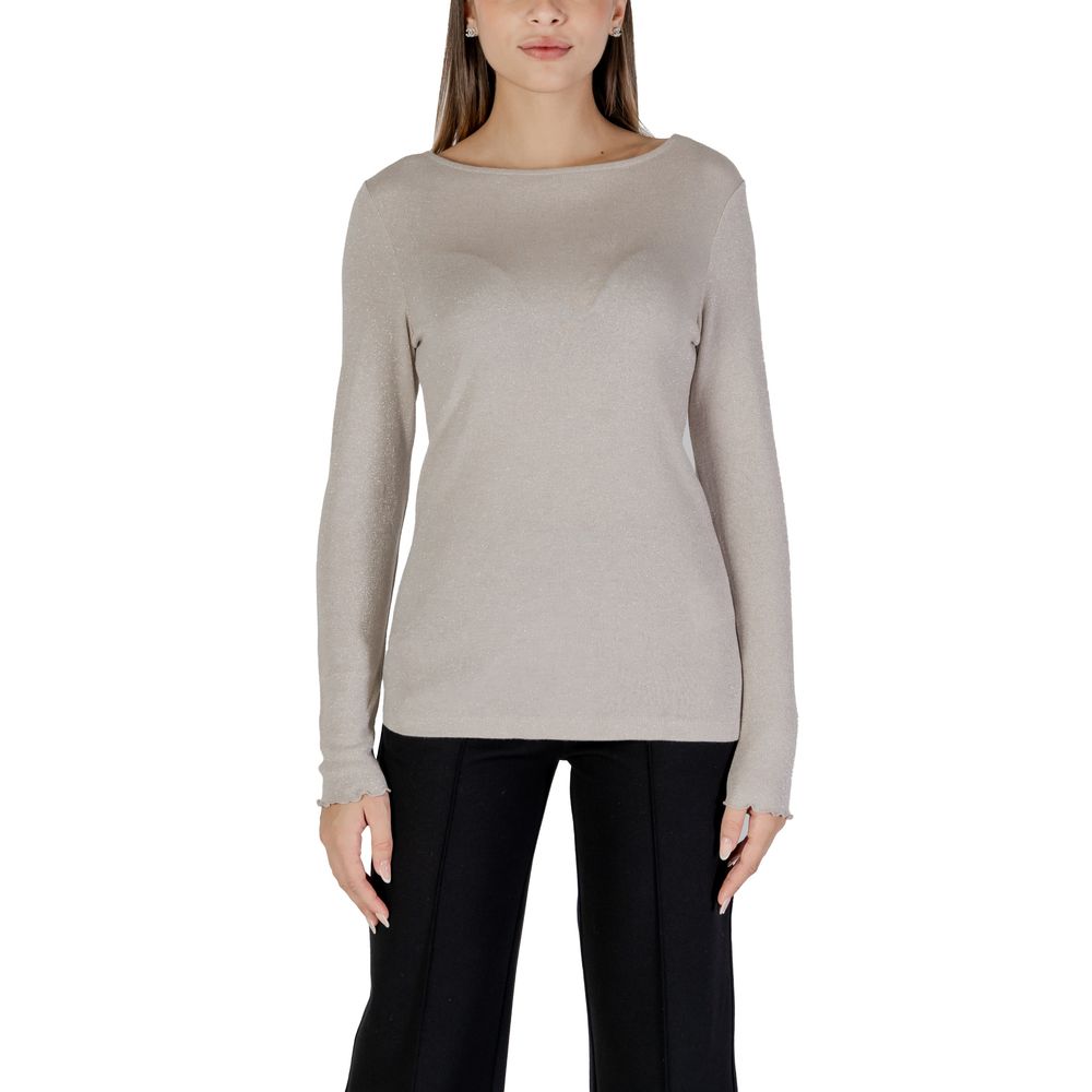 Beiges Langarmshirt aus Viskose