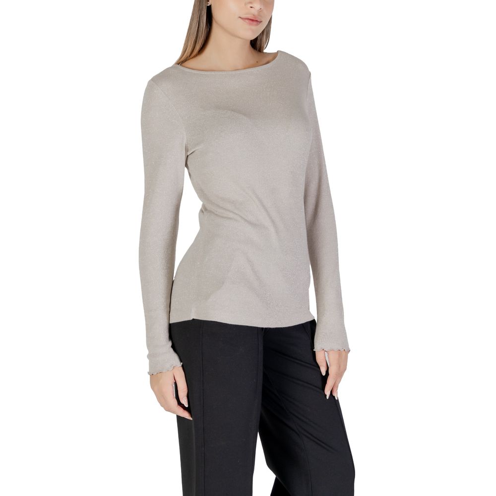 Beiges Langarmshirt aus Viskose