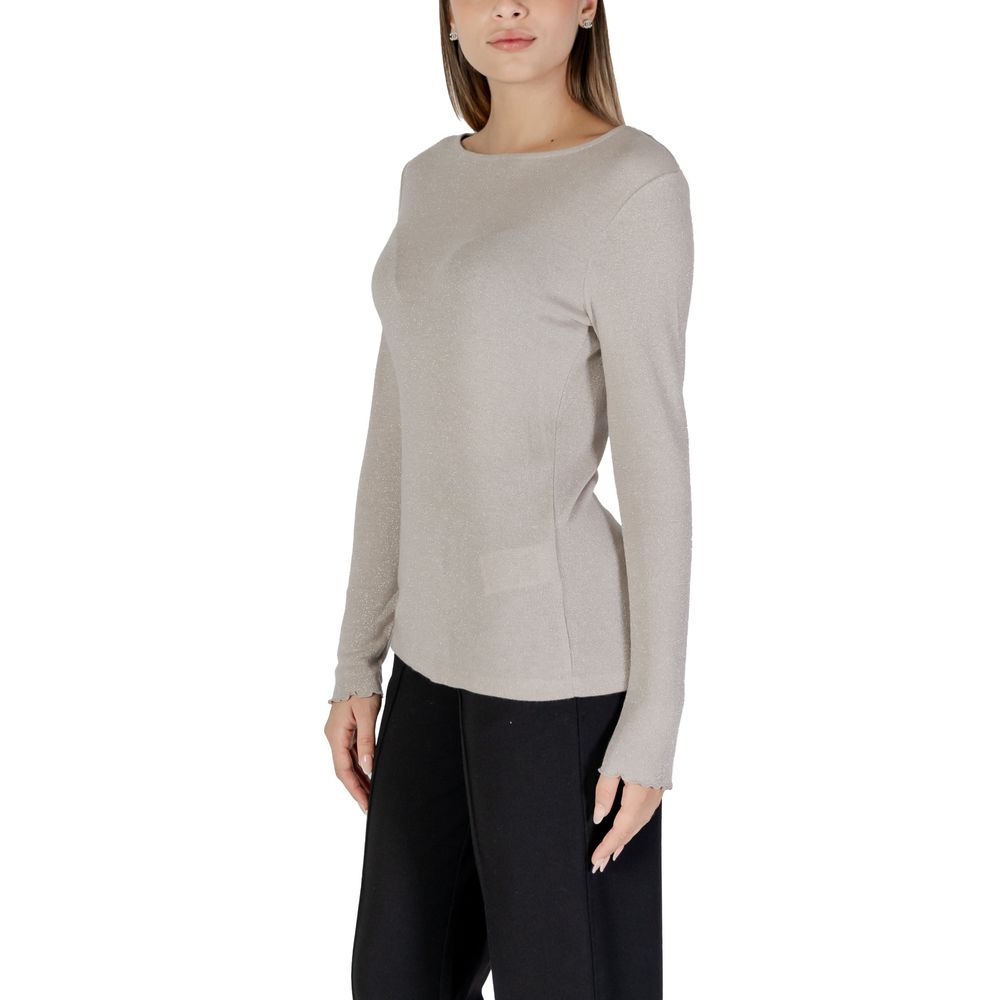 Beiges Langarmshirt aus Viskose