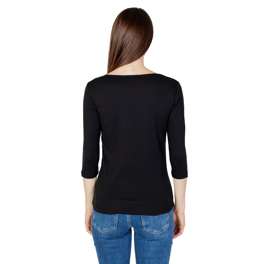 Schwarzes Langarmshirt aus Baumwolle