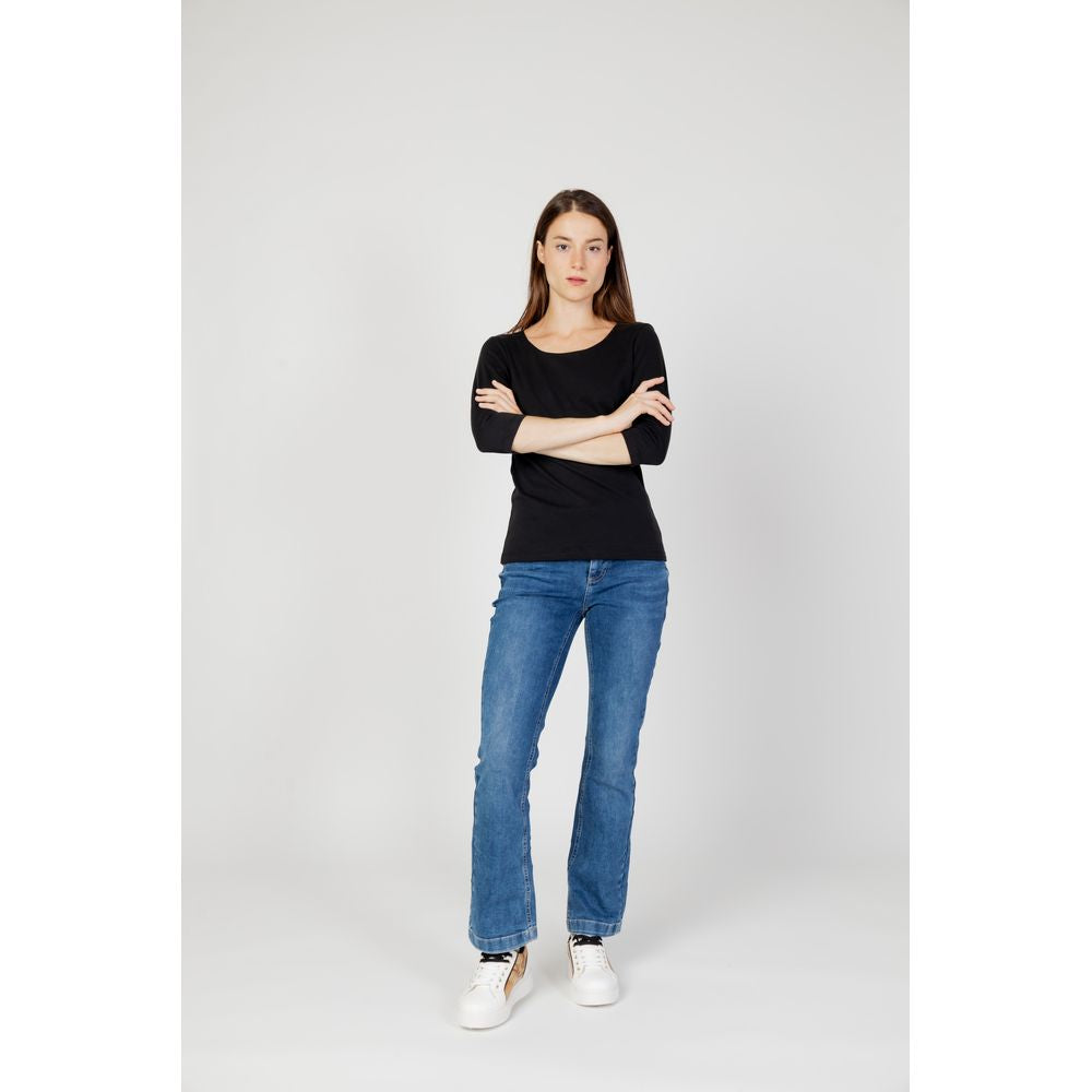 Schwarzes Langarmshirt aus Baumwolle