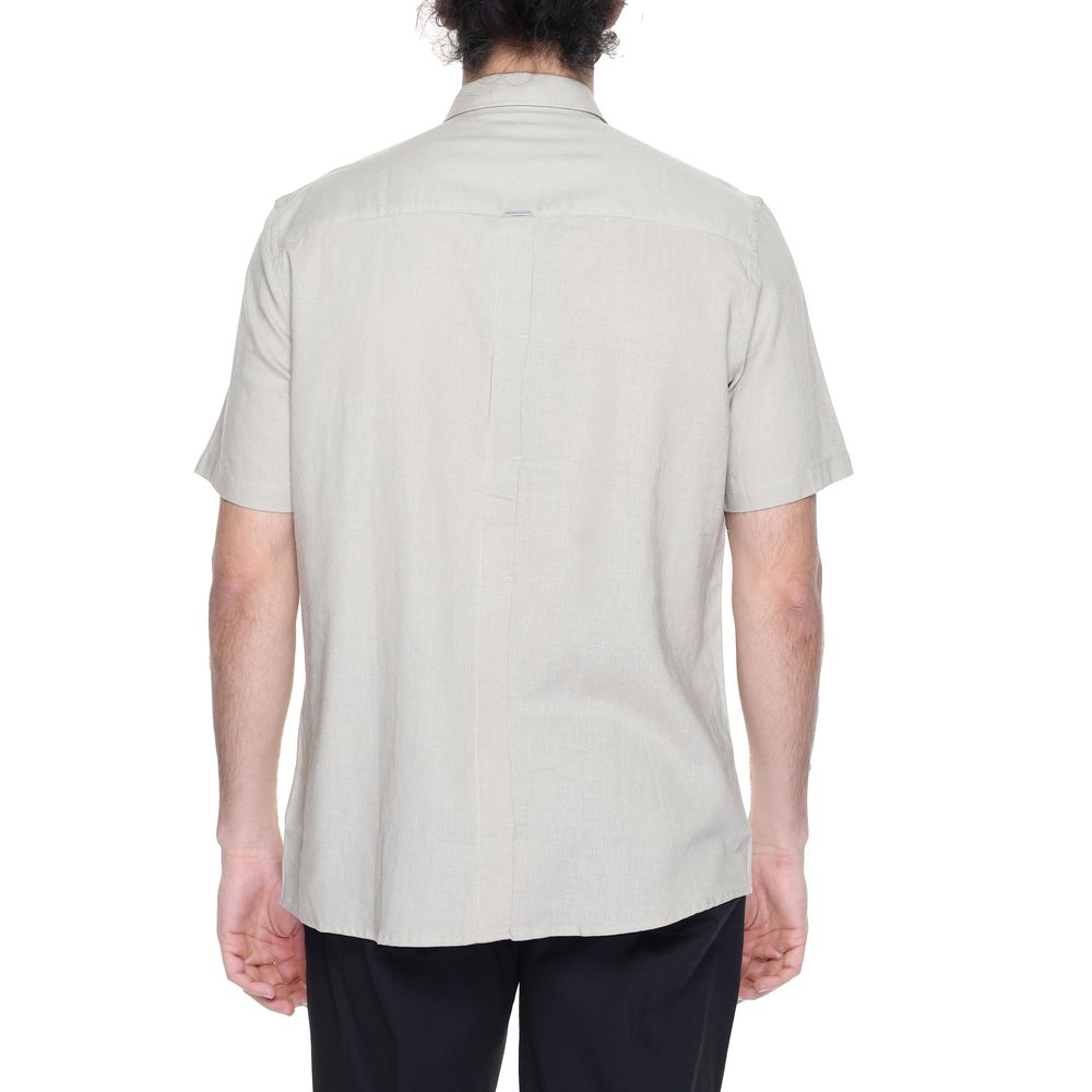 Beige Leinen Kurzarm