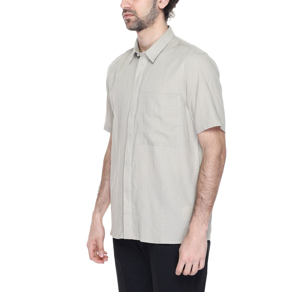 Beige Leinen Kurzarm