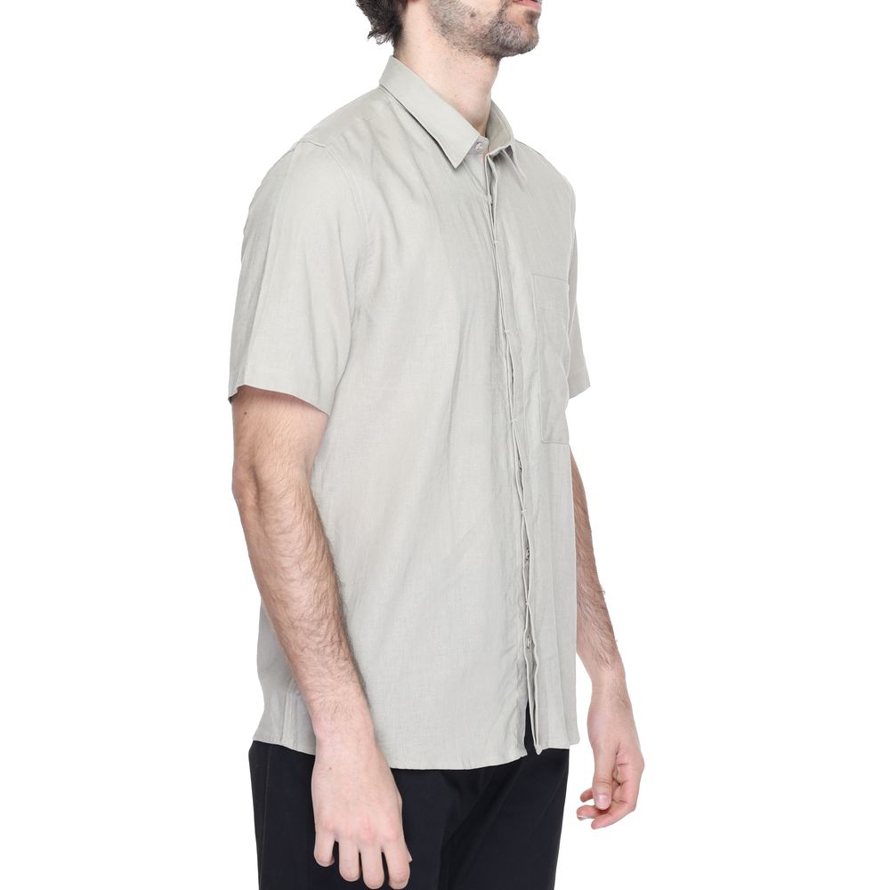 Beige Leinen Kurzarm