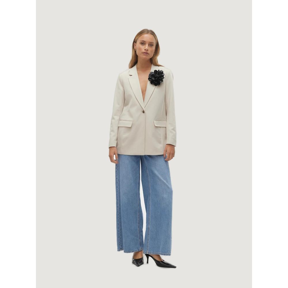 Beige Polyester Blazer