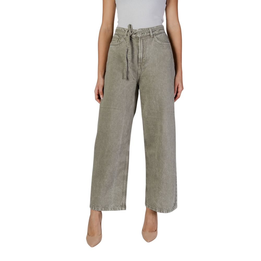 Grüne Bootcut-Jeans aus Baumwolle