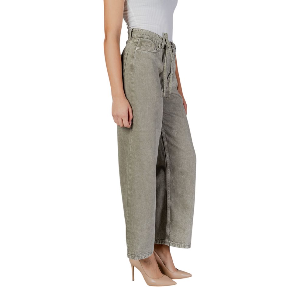 Grüne Bootcut-Jeans aus Baumwolle
