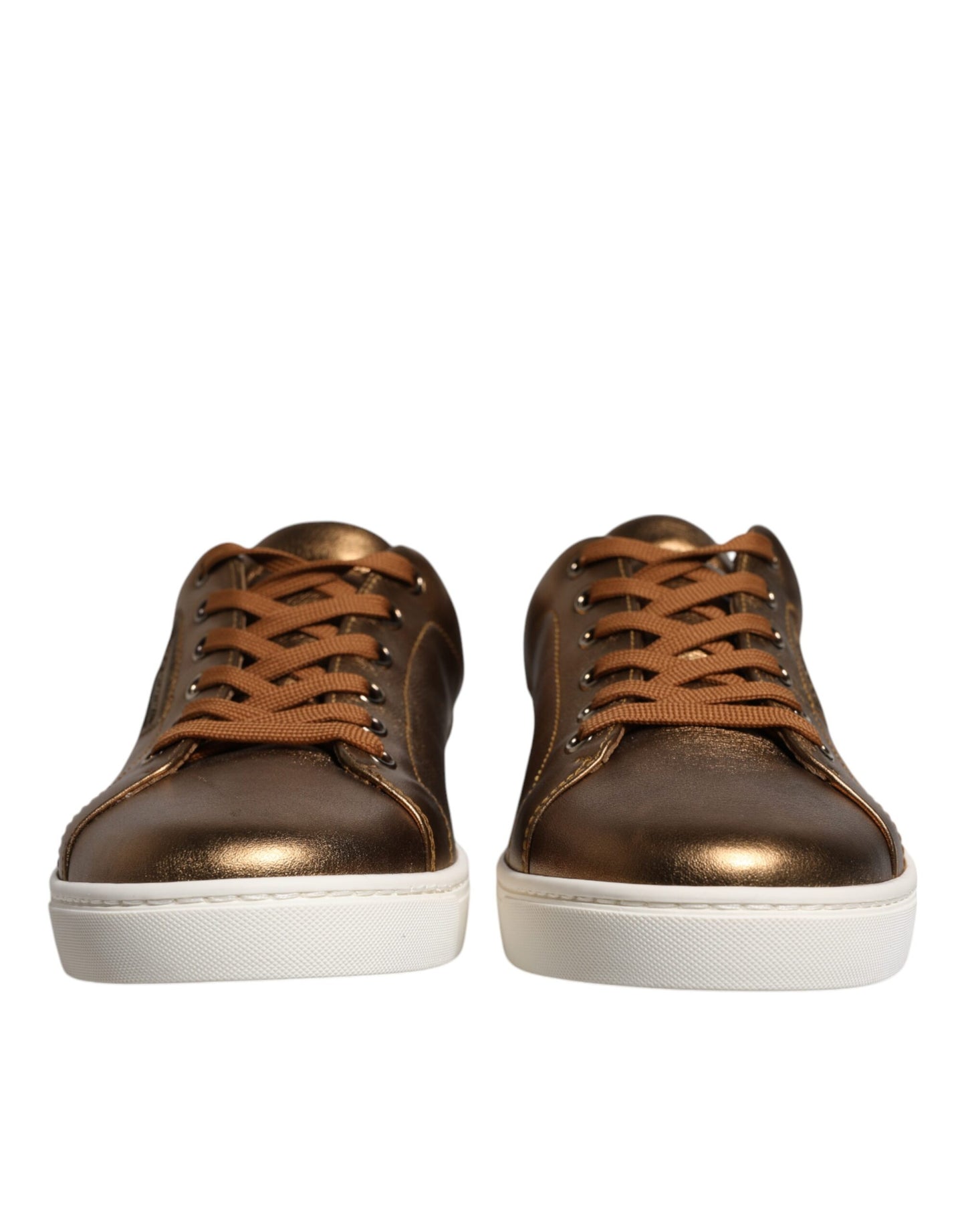 Goldfarbene Leder-Sneakers mit Logo von London für Herren
