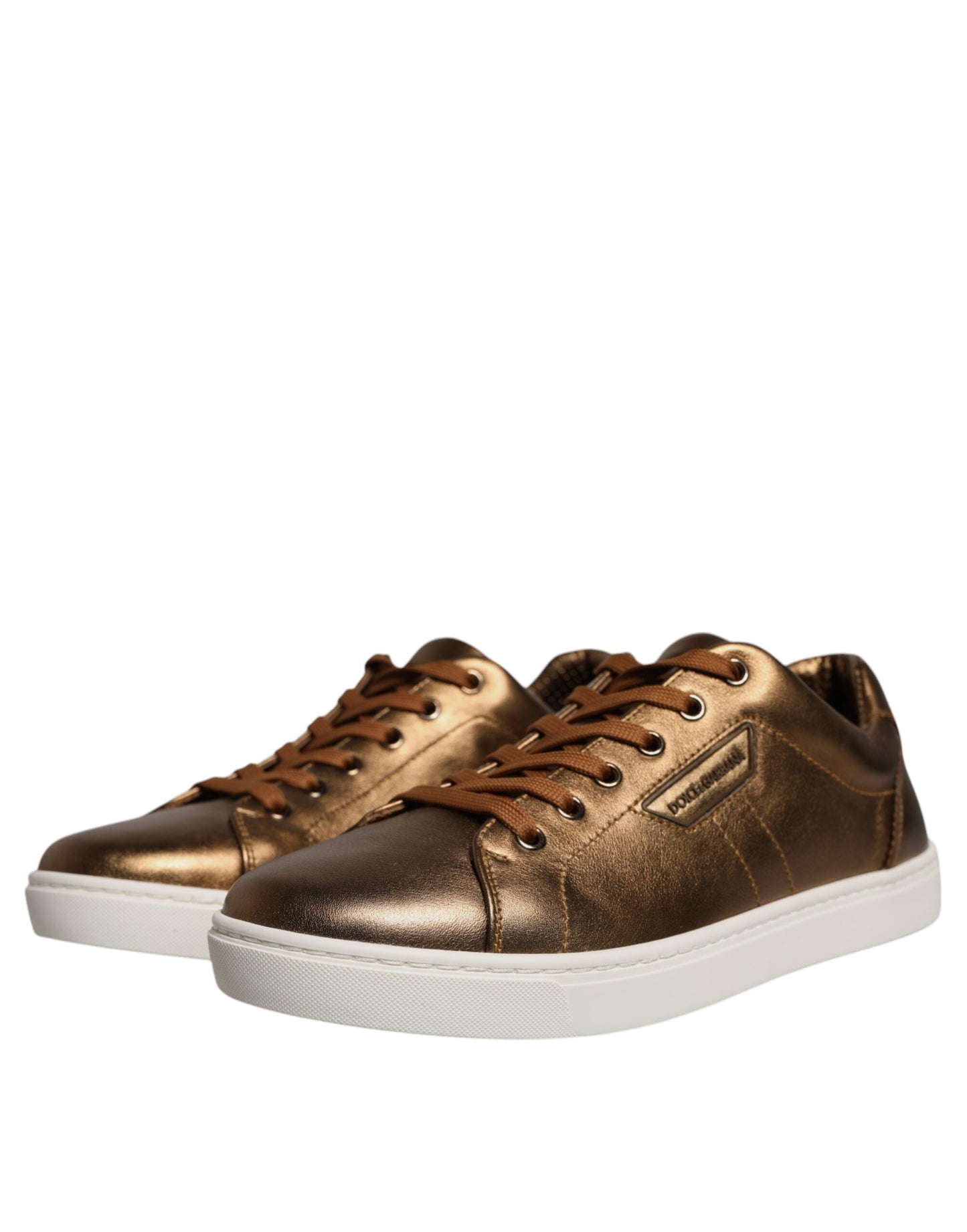 Goldfarbene Leder-Sneakers mit Logo von London für Herren
