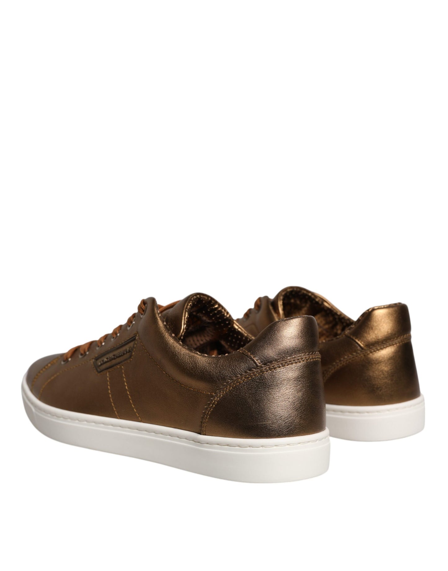 Goldfarbene Leder-Sneakers mit Logo von London für Herren