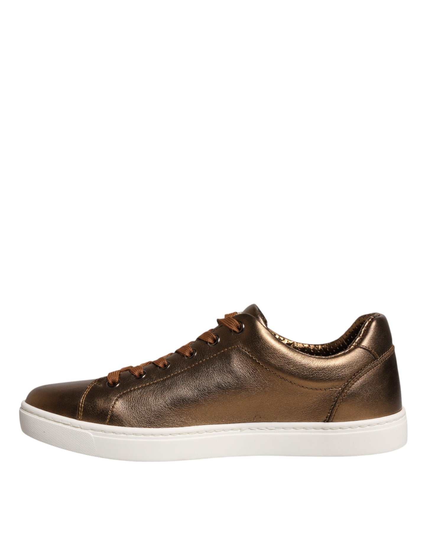 Goldfarbene Leder-Sneakers mit Logo von London für Herren