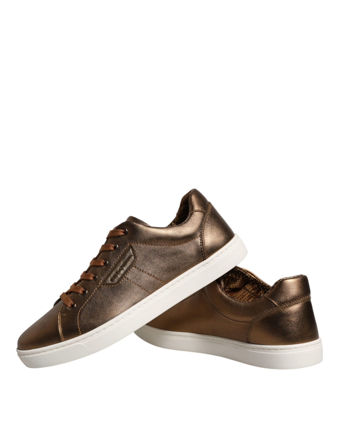 Goldfarbene Leder-Sneakers mit Logo von London für Herren