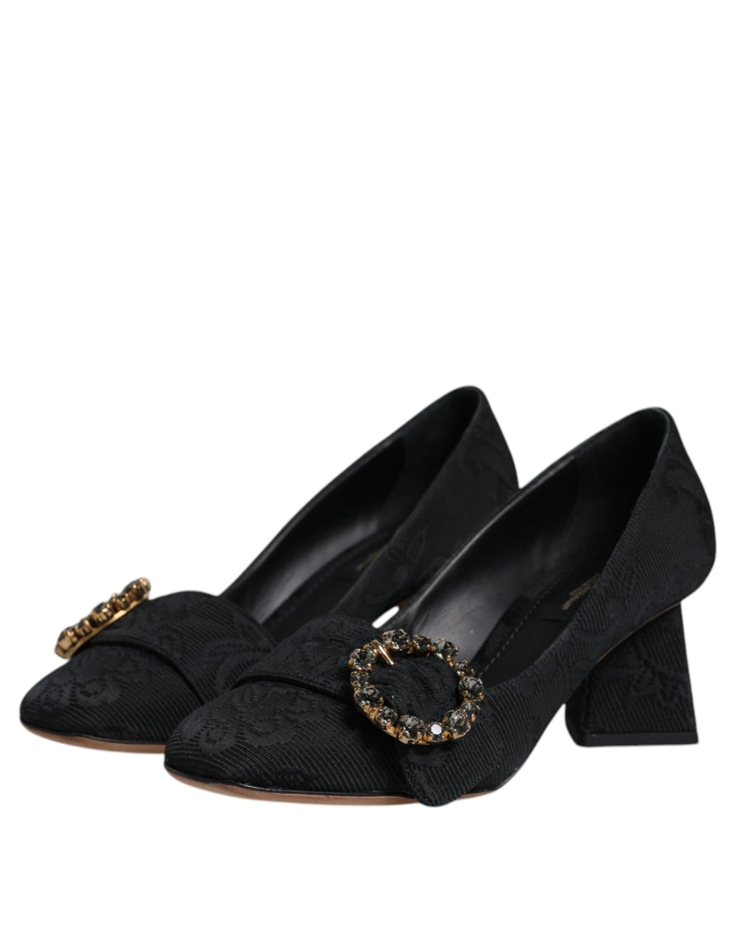 Schwarze Brokat Kristalle Heels Pumps Schuhe