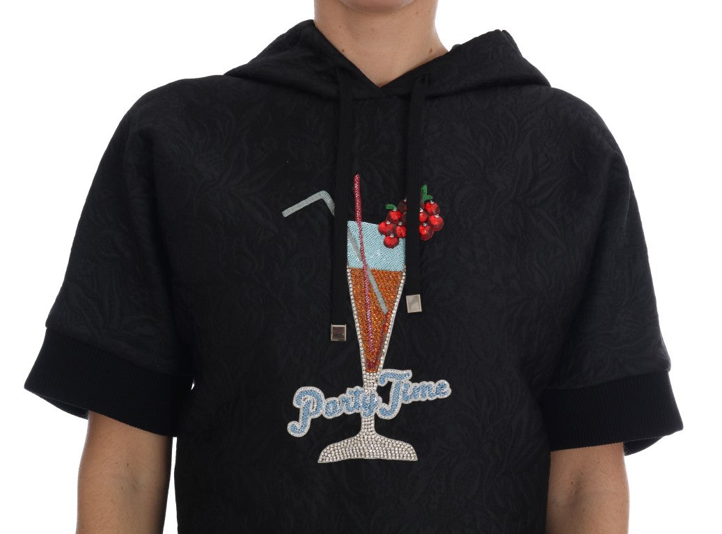 Schwarzer Märchenkristall-Kapuzenpullover