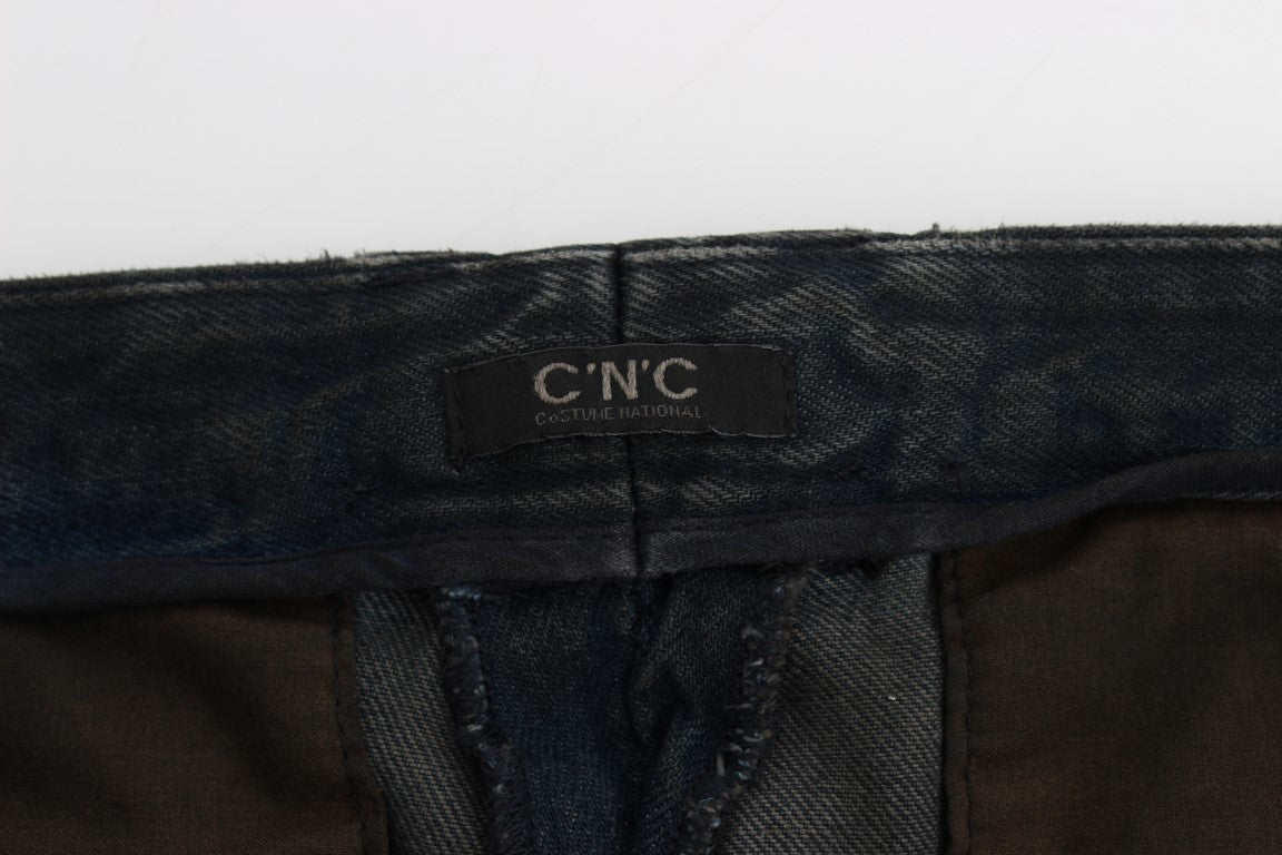 Blaue Slim-Hose aus Baumwoll-Denim