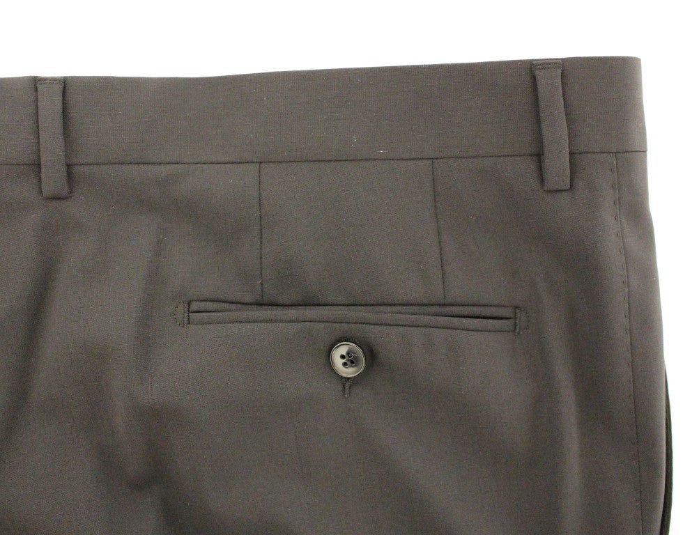 Schwarze Bundfaltenhose aus Wollstretch