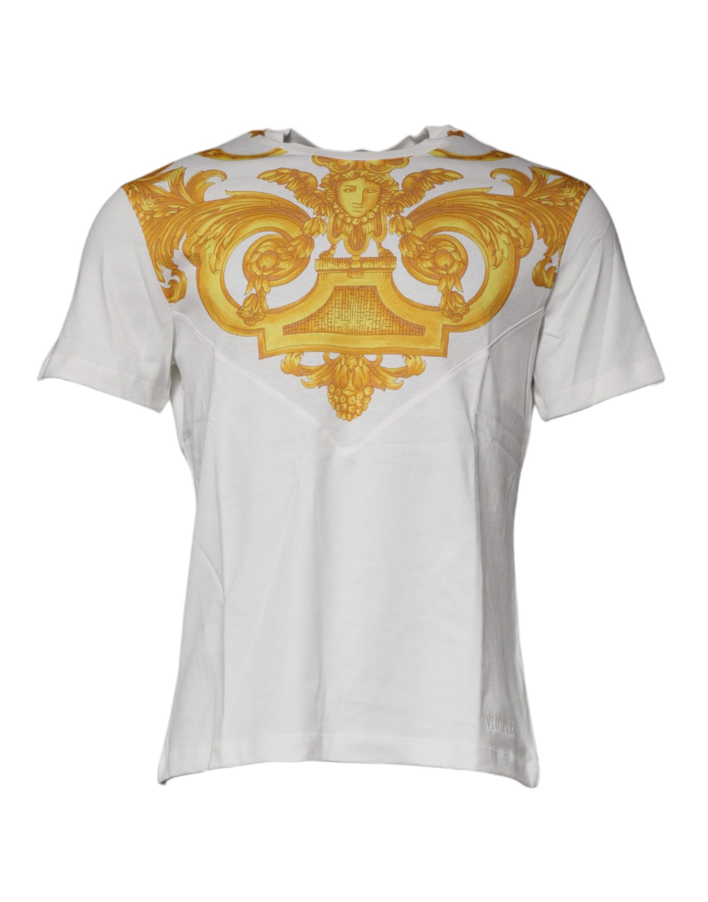 Weißes Baumwoll-T-Shirt mit Rundhalsausschnitt und Medusa-Print
