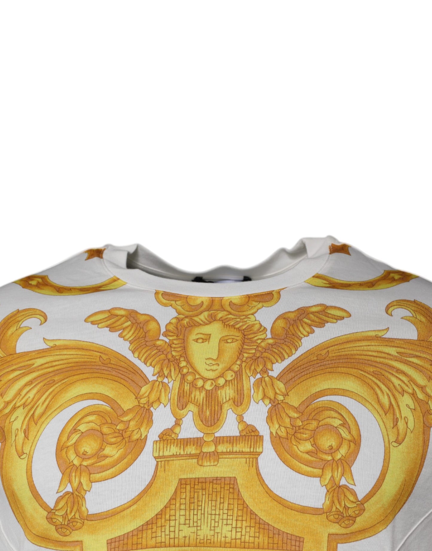 Weißes Baumwoll-T-Shirt mit Rundhalsausschnitt und Medusa-Print