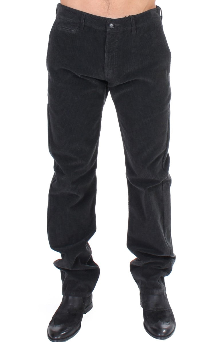 Schwarze Cord-Baumwollhose mit geradem Schnitt