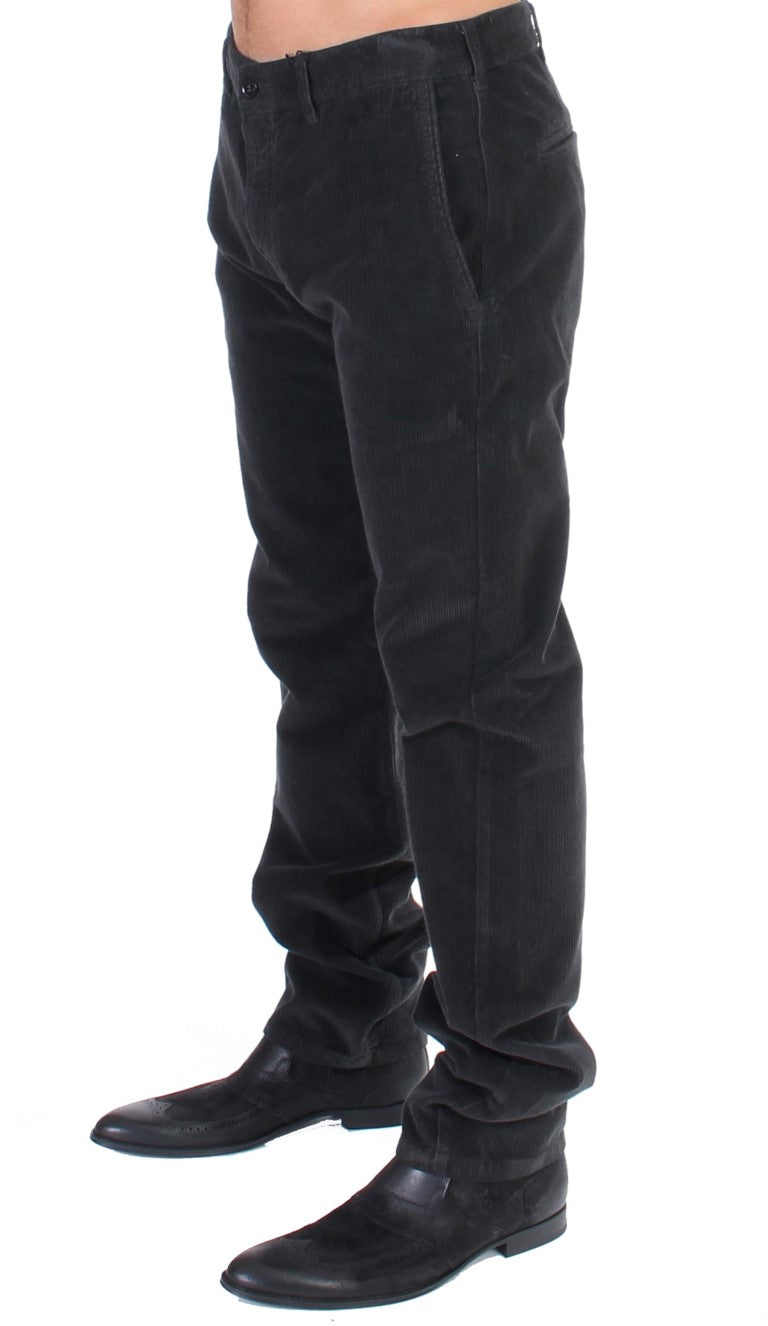 Schwarze Cord-Baumwollhose mit geradem Schnitt