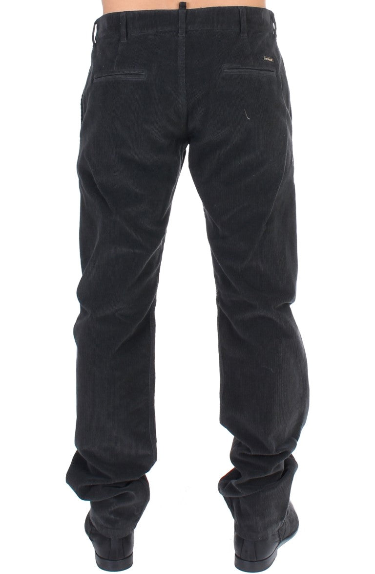 Schwarze Cord-Baumwollhose mit geradem Schnitt