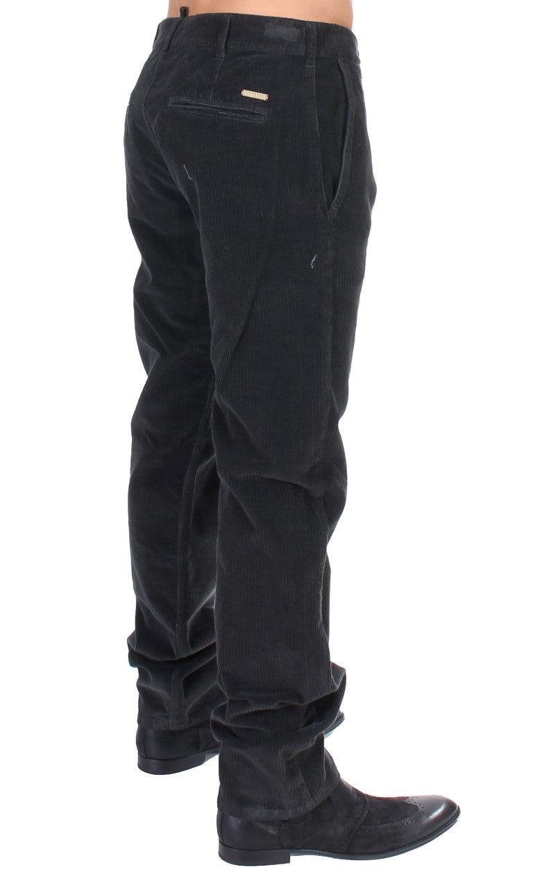 Schwarze Cord-Baumwollhose mit geradem Schnitt