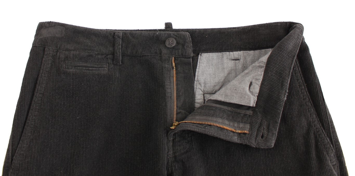 Schwarze Cord-Baumwollhose mit geradem Schnitt