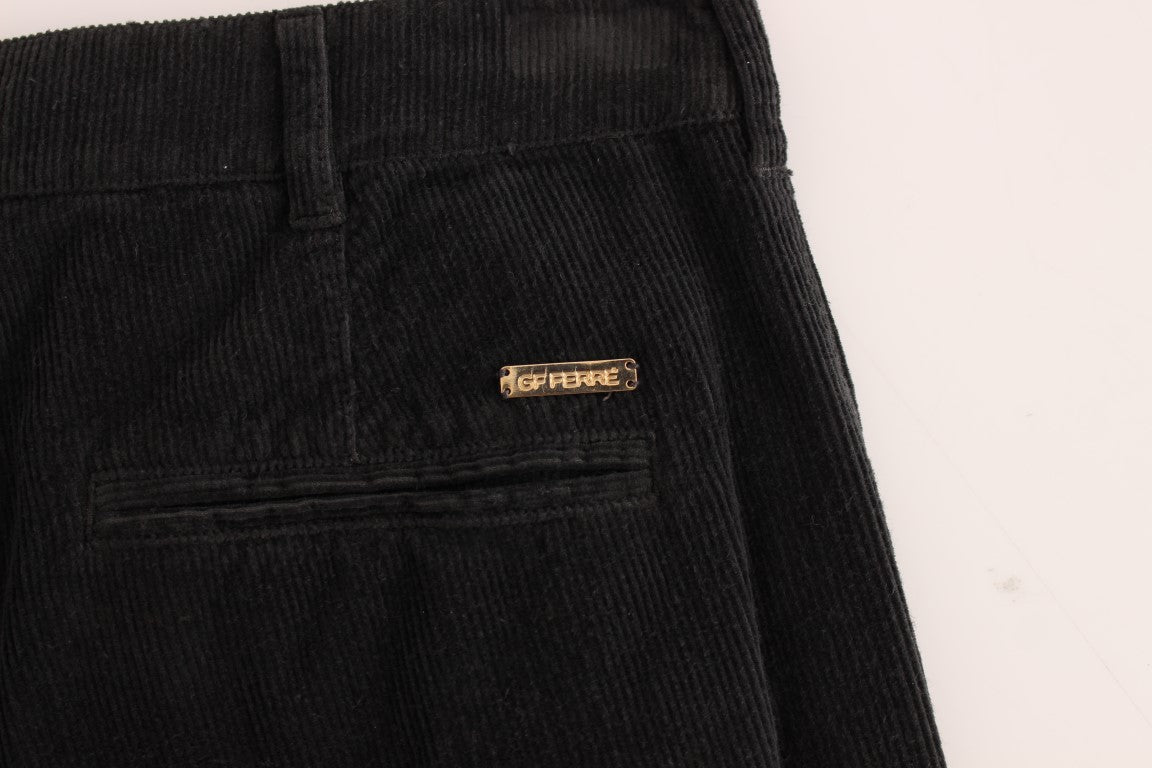 Schwarze Cord-Baumwollhose mit geradem Schnitt