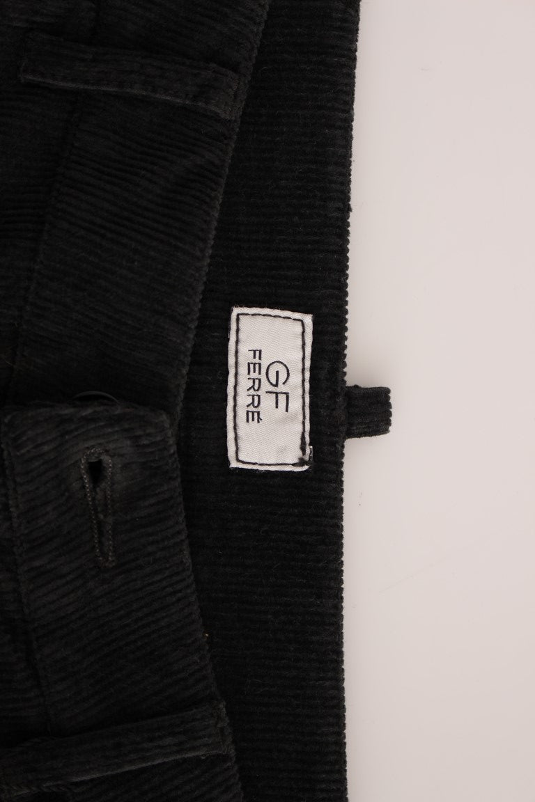 Schwarze Cord-Baumwollhose mit geradem Schnitt