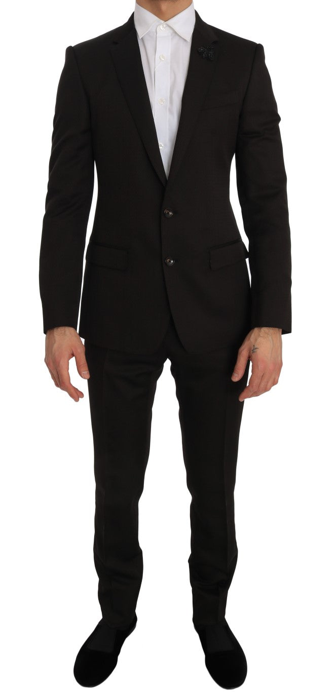 Brauner Woll-Slim-Fit mit Kristallbesatz MARTINI
