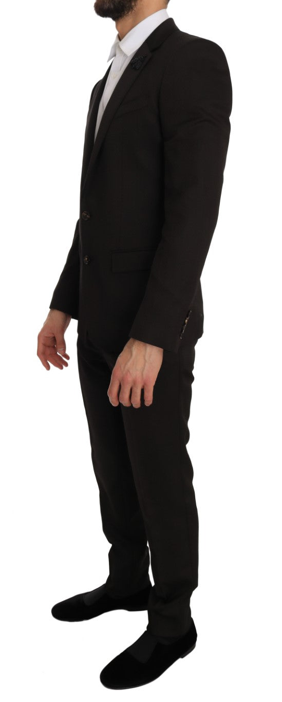 Brauner Woll-Slim-Fit mit Kristallbesatz MARTINI