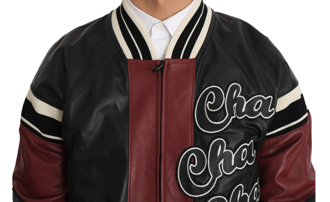 Lederjacke Club Lounge Schwarz Rot