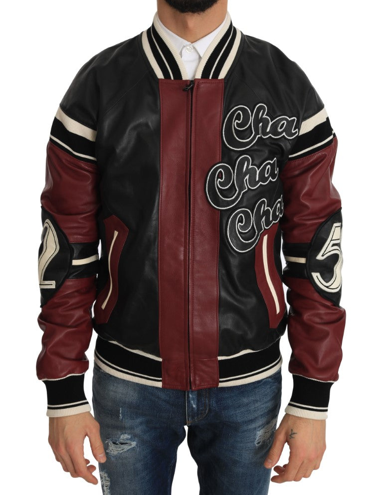 Lederjacke Club Lounge Schwarz Rot