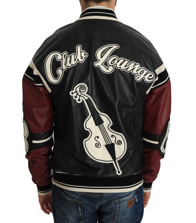Lederjacke Club Lounge Schwarz Rot