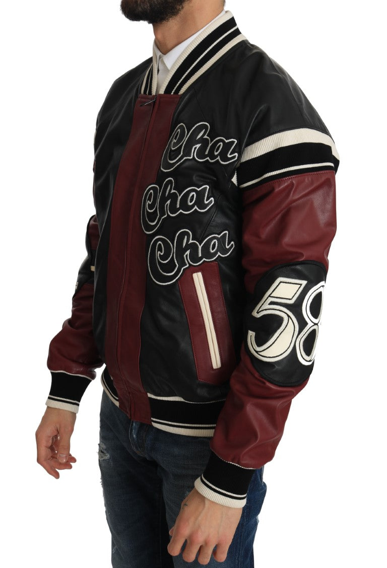 Lederjacke Club Lounge Schwarz Rot